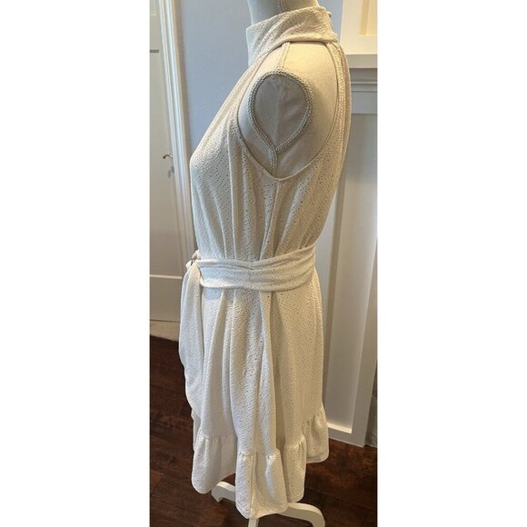 Michael Michael Kors Creamy White Eyelet Flowy Halter Neck Dress Size M - Picture 4 of 10
